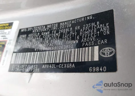 2009 Toyota Camry Hybrid z USA, uszkodzony, nr VIN 4T1BB46K69U063852